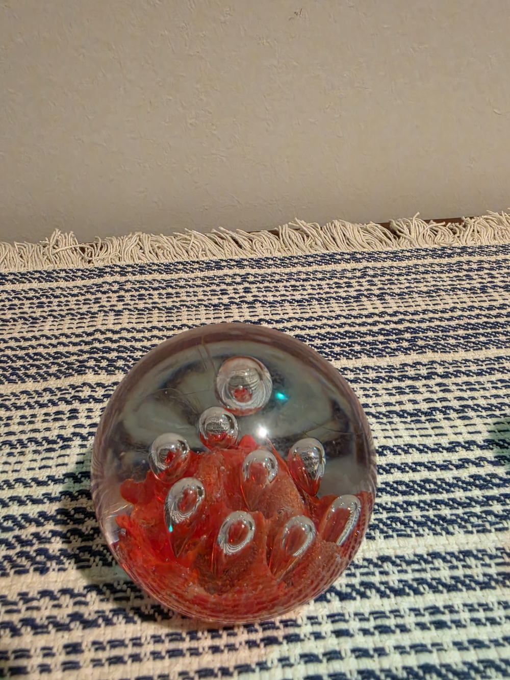 Vintage Murano Red Glass Paperweight Sphere
